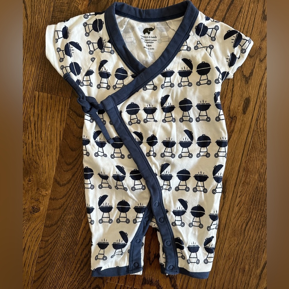 Monica and Andy BBQ Print Kimona Romper 3-6 Months